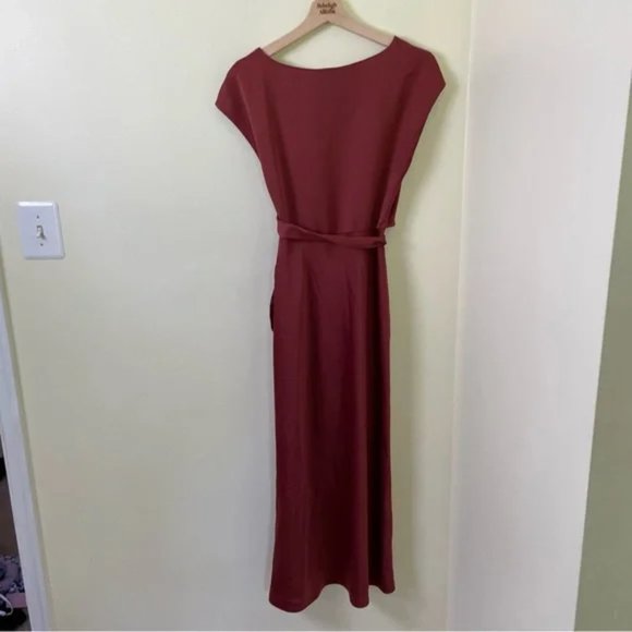 BHLDN Louisa Satin Charmeuse Midi Dress in Cinnamon Rose SIZE 4 - Picture 5 of 12
